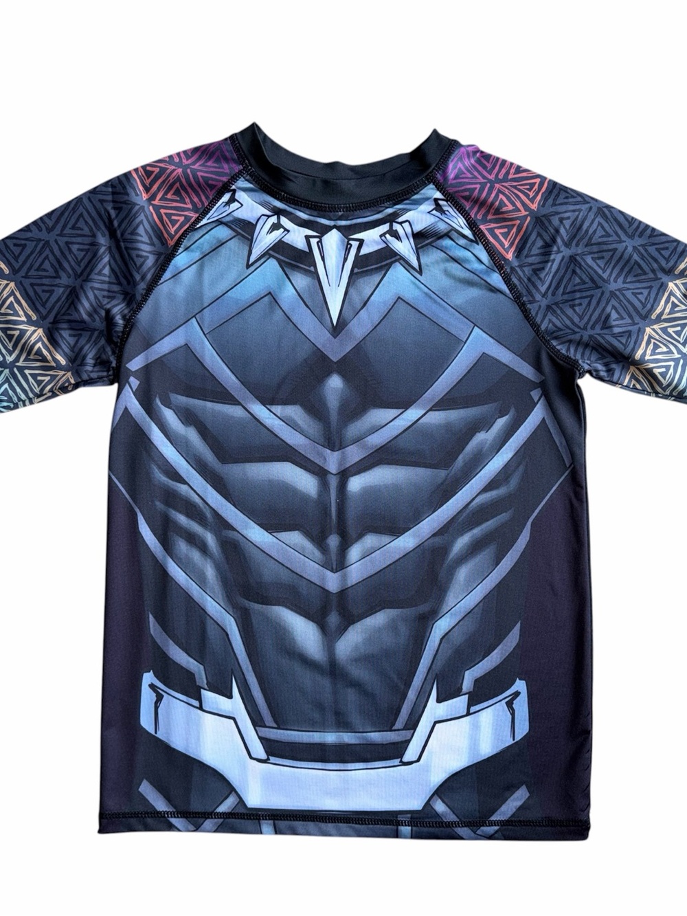 Marvel Avengers Black Panther Short Sleeve Shirt Rash Guard Boys Youth Medium
